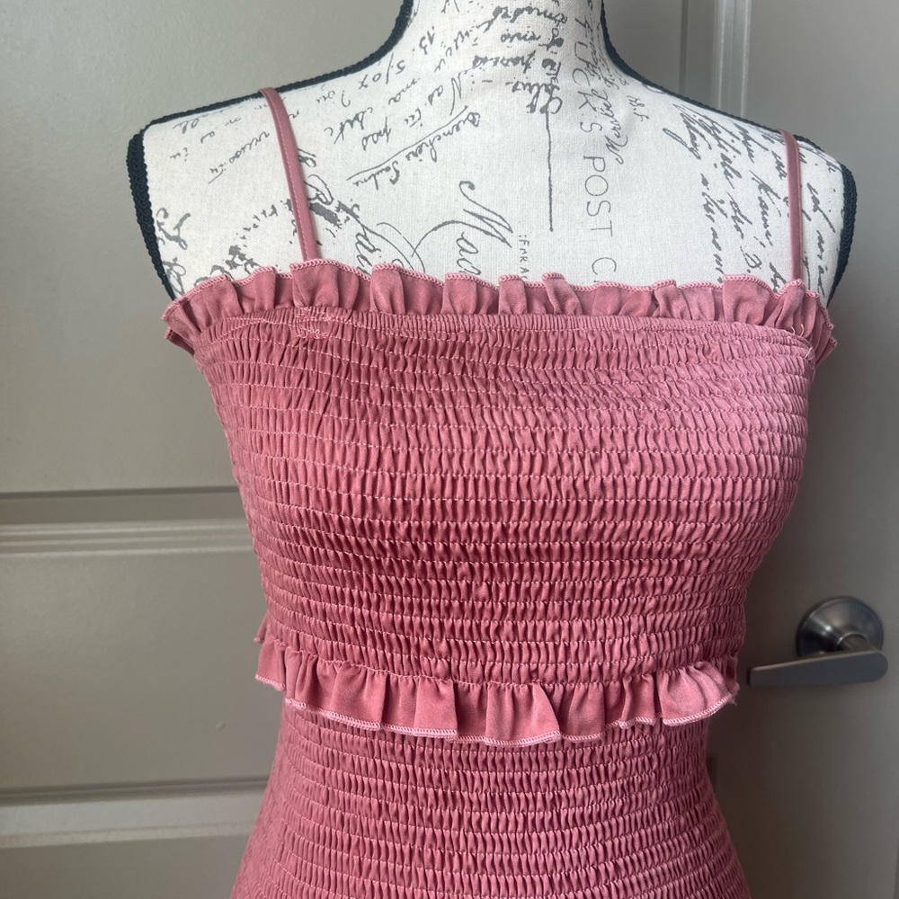 Mable Daphne Smocked Ruffle Midi Dress - Picture 3 of 11